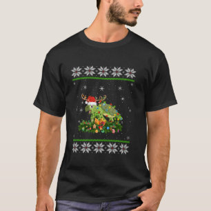 T-shirt Tortue Éclairage de Noël Reindeer Santa Hat Turtle