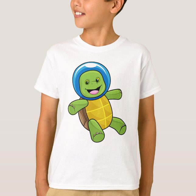 T-shirt Tortue en astronaute avec boule de verre (Devant)