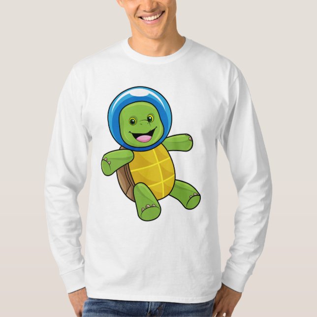 T-shirt Tortue en astronaute avec boule de verre (Devant)