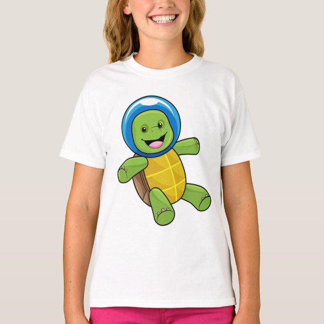 T-shirt Tortue en astronaute avec boule de verre (Devant)