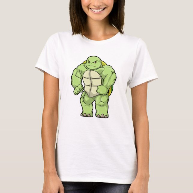 T-shirt Tortue en Bodybuilder avec Six pack (Devant)