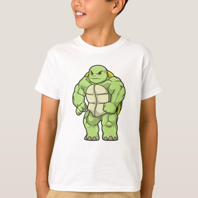 T-shirt Tortue en Bodybuilder avec Six pack (Devant)