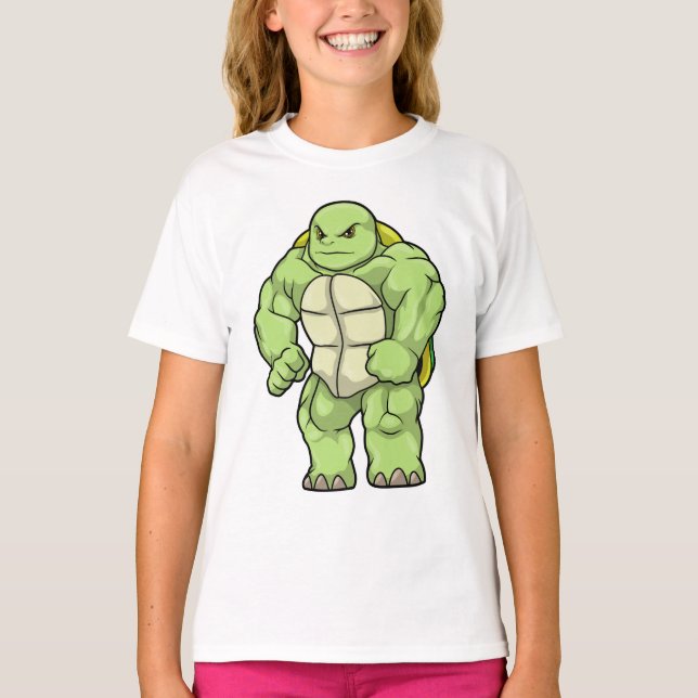 T-shirt Tortue en Bodybuilder avec Six pack (Devant)