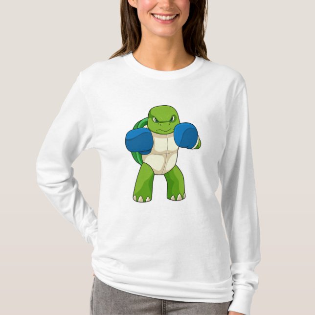T-shirt Tortue en boîte avec gants de boxe (Devant)