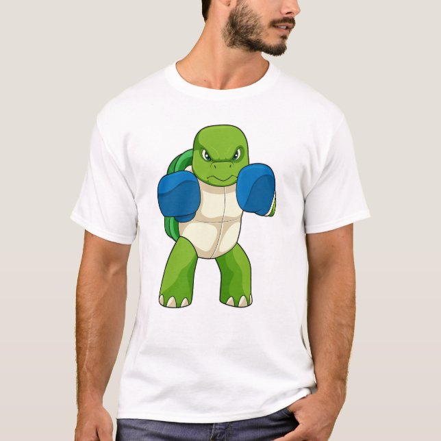 T-shirt Tortue en boîte avec gants de boxe (Devant)