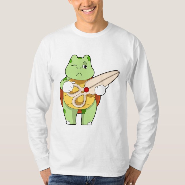 T-shirt Tortue en coiffeur avec ciseaux (Devant)