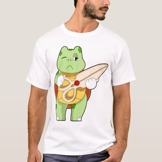 T-shirt Tortue en coiffeur avec ciseaux (Devant)