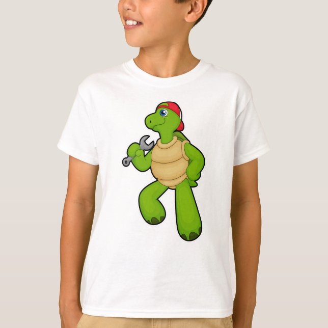 T-shirt Tortue en mécanique avec clé et Casquette (Devant)