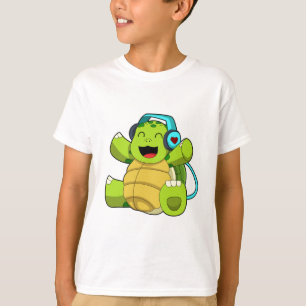 T-shirt Tortue en musique avec casque