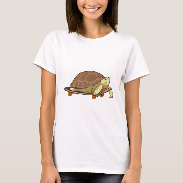T-shirt Tortue en patinage avec skateboard (Devant)