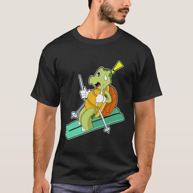 T-shirt Tortue en ski avec ski (Devant)
