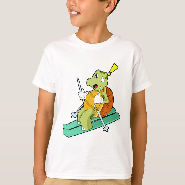 T-shirt Tortue en ski avec ski (Devant)