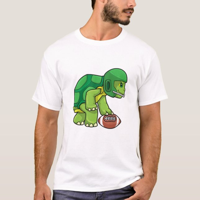 T-shirt Tortue en sport avec football et casque (Devant)
