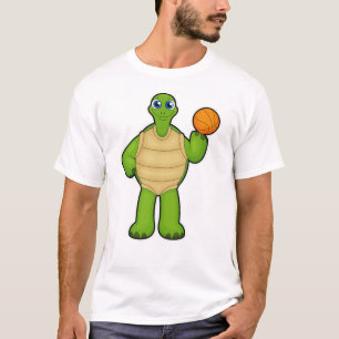 T-shirt Tortue en tant que joueur de basket-ball avec bask