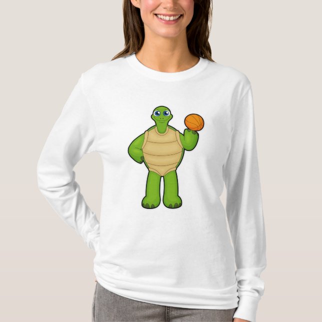 T-shirt Tortue en tant que joueur de basket-ball avec bask (Devant)