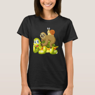 T-shirt Tortue équitation escargot mignon Animaux lents Hu