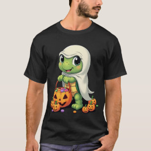 T-shirt Tortue fantôme de Halloween mignonne avec bonbons