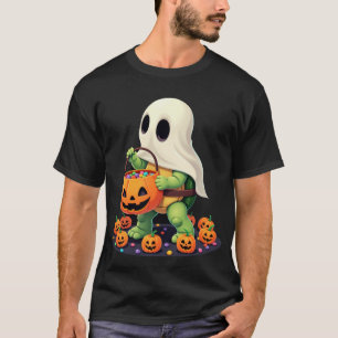 T-shirt Tortue fantôme mignonne d'Halloween avec des bonbo