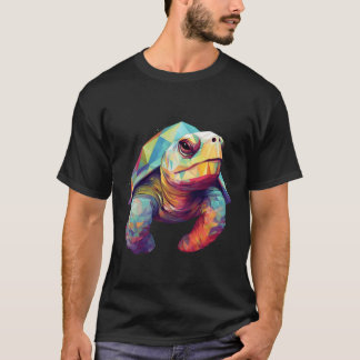 T-shirt Tortue géométrique colorée