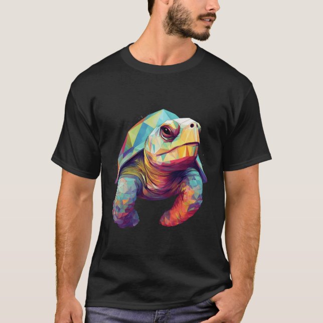 T-shirt Tortue géométrique colorée (Devant)