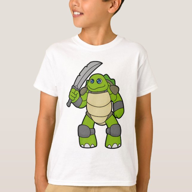 T-shirt Tortue guerrière avec épée (Devant)