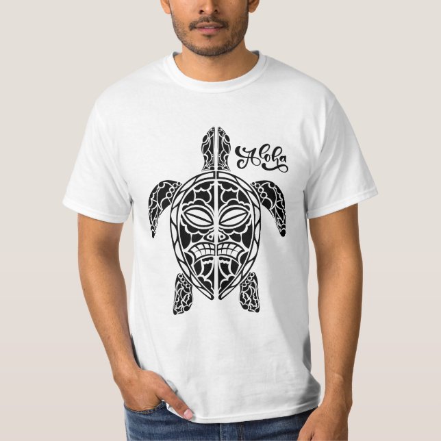 T-shirt tortue hawaïenne pour hommes (Devant)