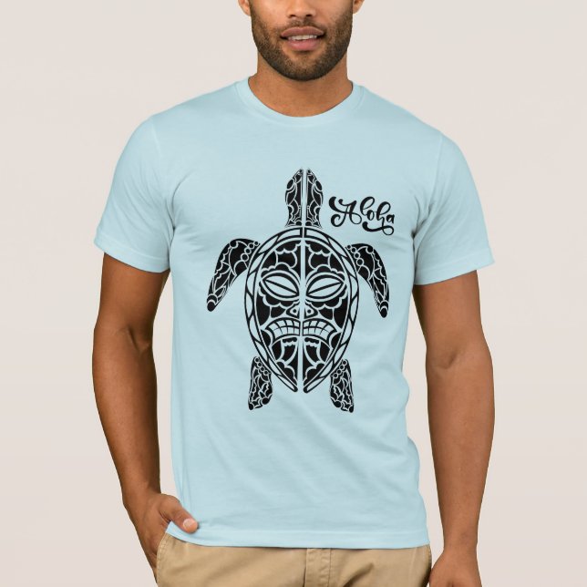 T-shirt tortue hawaïenne pour hommes (Devant)