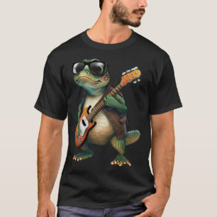 T-shirt Tortue Jouant de la Guitare Électrique Animal Tor