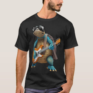T-shirt Tortue Jouant de la Guitare Électrique Animal Tor