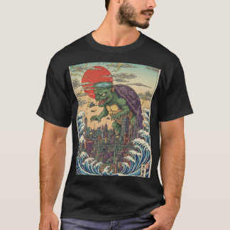 T-shirt Tortue Kaiju sur le coucher de soleil de Tokyo