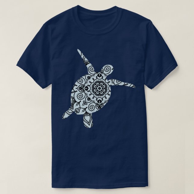 T-shirt Tortue Mandala bleu clair (Design devant)