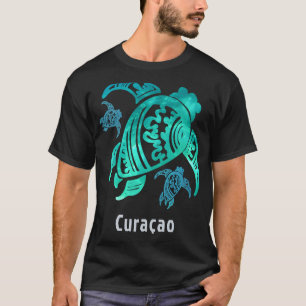 T-shirt Tortue marine de Curacau bleu de l'océan Tribal