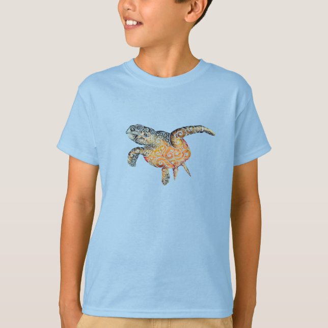 T-shirt Tortue marine tourbillonnant (Devant)