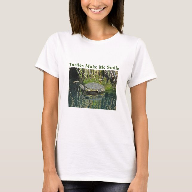 T-shirt Tortue Me Rendre Souriant Lac Vert Relaxé (Devant)