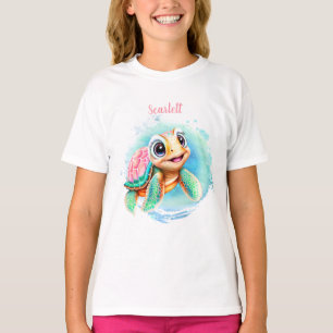 T-shirt Tortue mignonne Nom été Fille