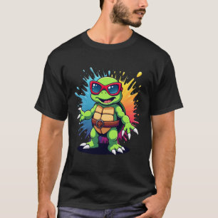 T-shirt Tortue Mignonne Portant Des Lunettes De Soleil Pei