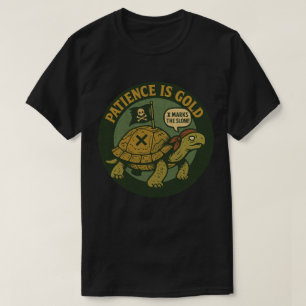 T-shirt Tortue Pirate Drôle Patience Or