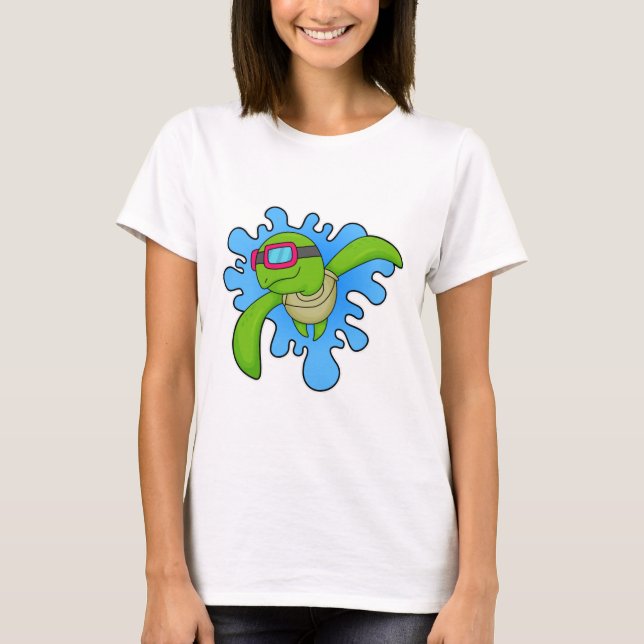T-shirt Tortue Piscine lunettes de natation (Devant)