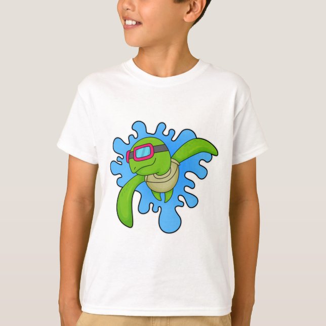 T-shirt Tortue Piscine lunettes de natation (Devant)