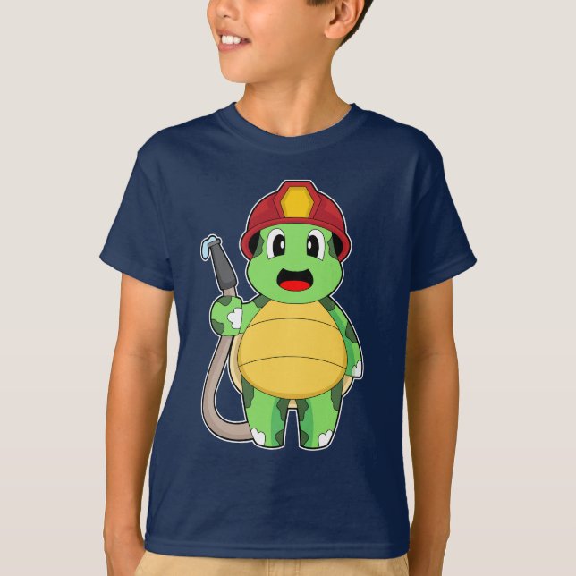 T-shirt Tortue Pompier Tuyau d'incendie Service d'incendie (Devant)