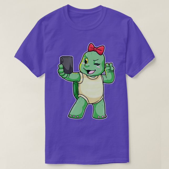 T-shirt Tortue prend un selfie (Design devant)