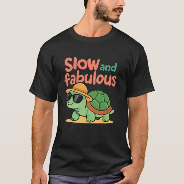 T-shirt Tortue Stylée – Design Lent et Fabuleux (Devant)
