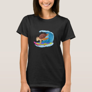 T-shirt Tortue Surf, Tortue Mignonne Surf Sur Un Wav