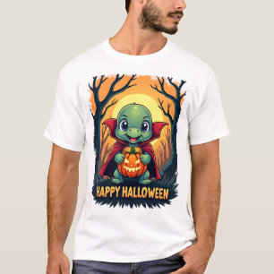 T-shirt Tortue Tortue Boo Vampire Friandise ou Vie Hallowe