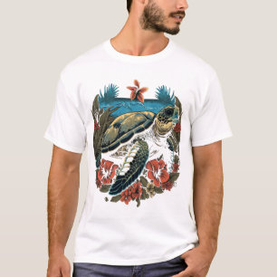 T-shirt Tortue Tortues de mer hawaïennes Fleur d'hibiscus 