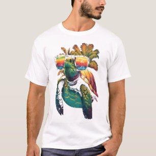 T-shirt Tortue Tortues de mer hawaïennes Hawaï Plage Palmi