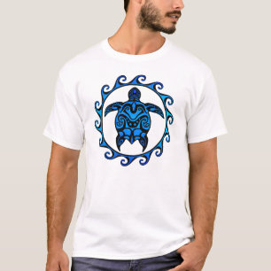 T-shirt Tortue tribale bleue Sun