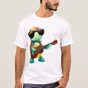 T-shirt Tortue tropicale avec guitare