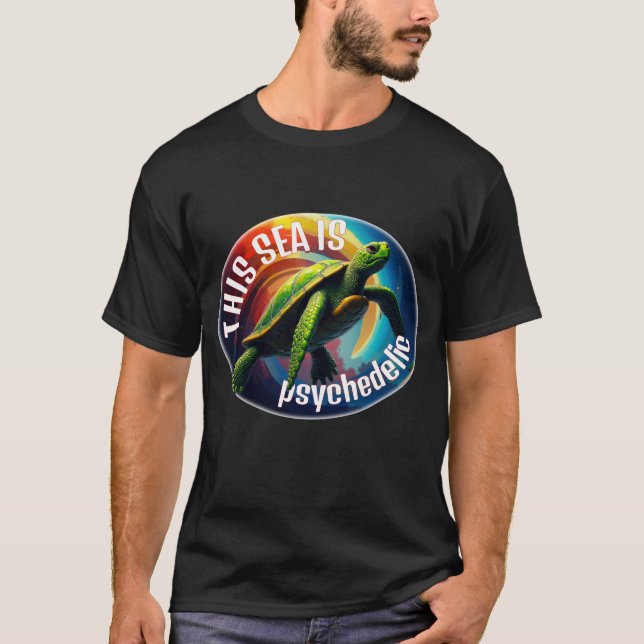 T-shirt Tortue verte flottant dans l'avion astral (Devant)