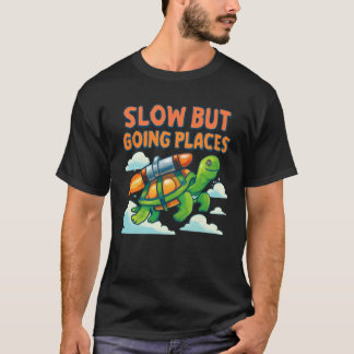 T-shirt Tortue volante avec Jetpack - Lieux lents mais en